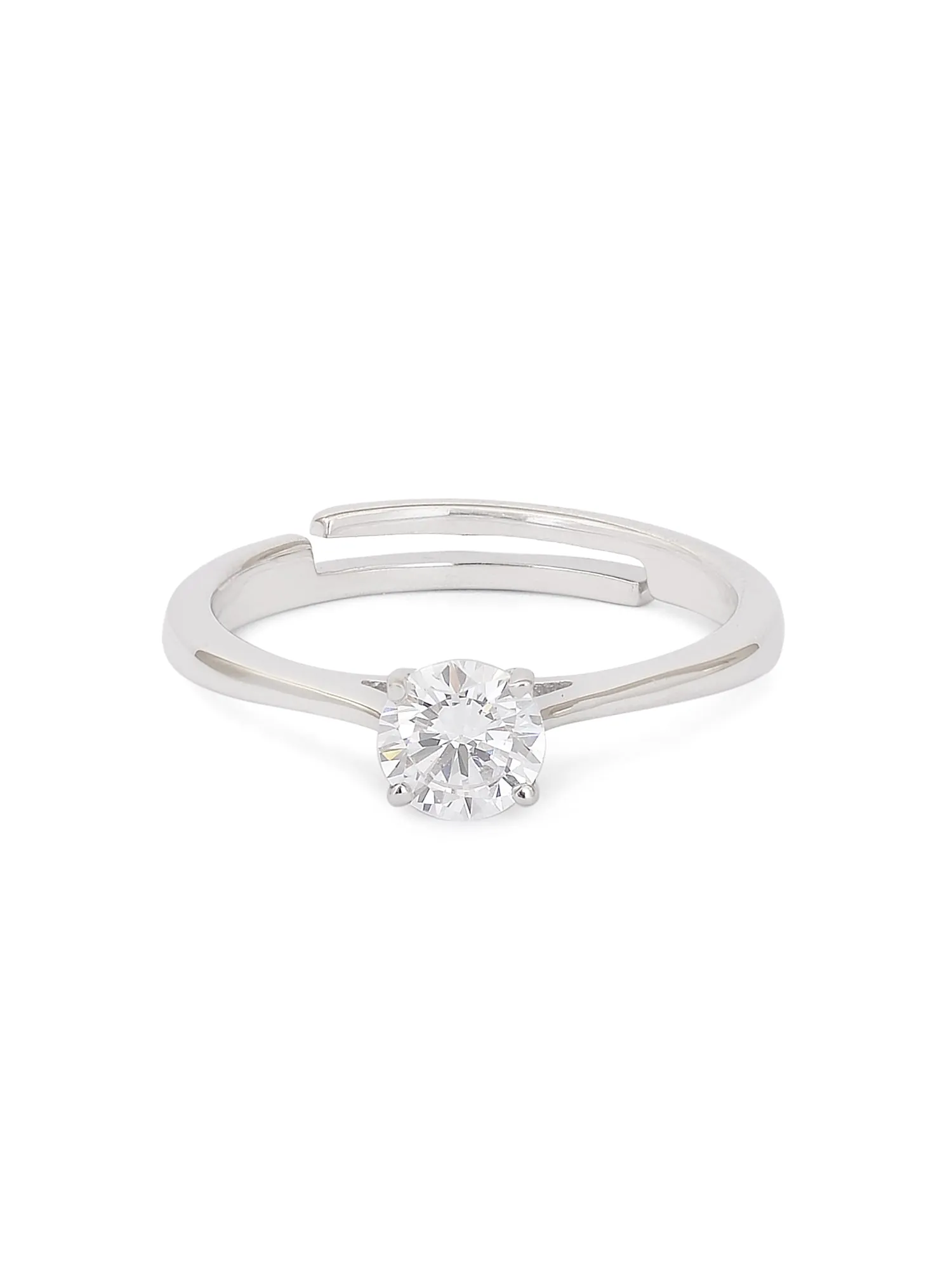 1 Carat Classic Solitaire Adjustable Engagement Silver Ring For Women