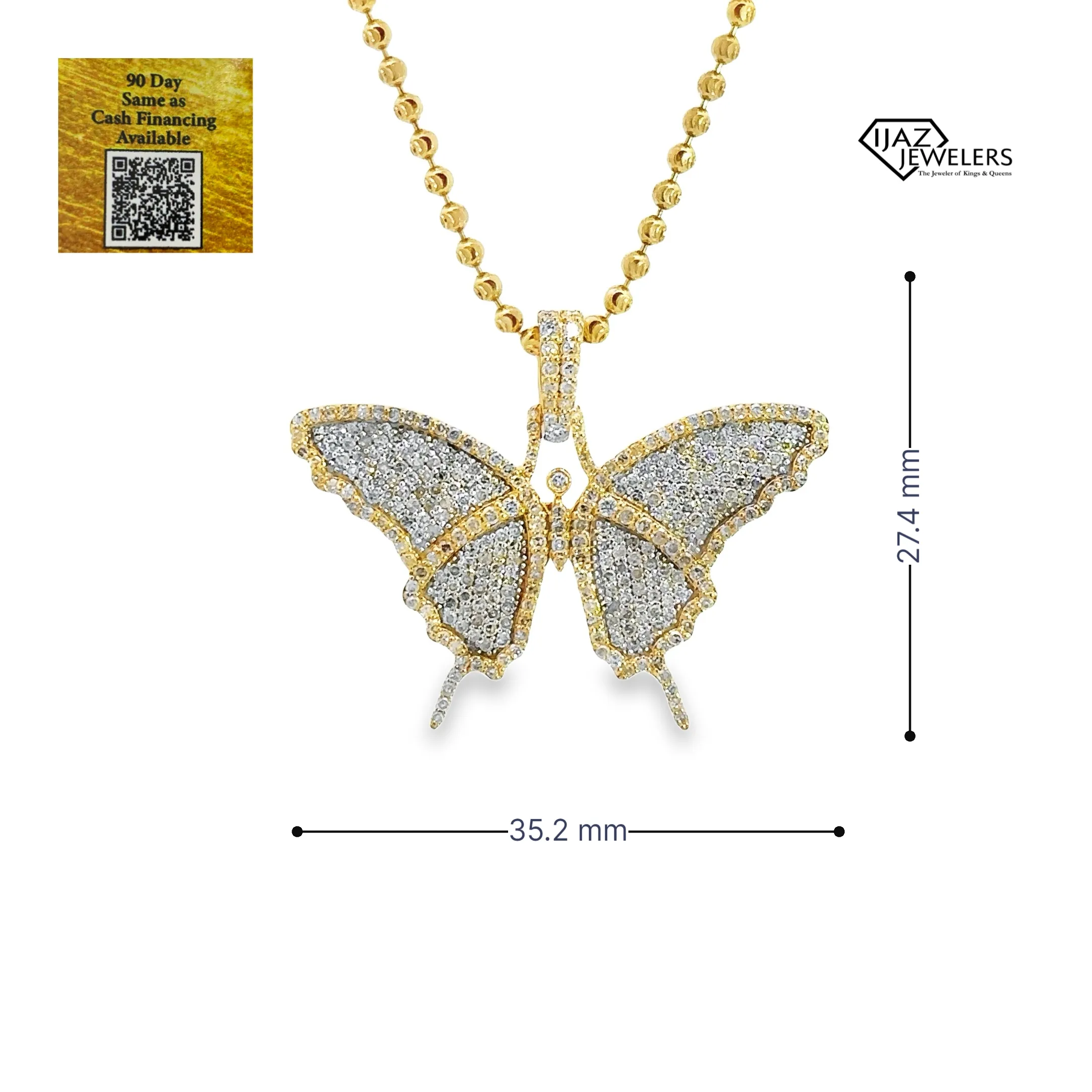 10K Gold 1.42 Diamond Butterfly Charm