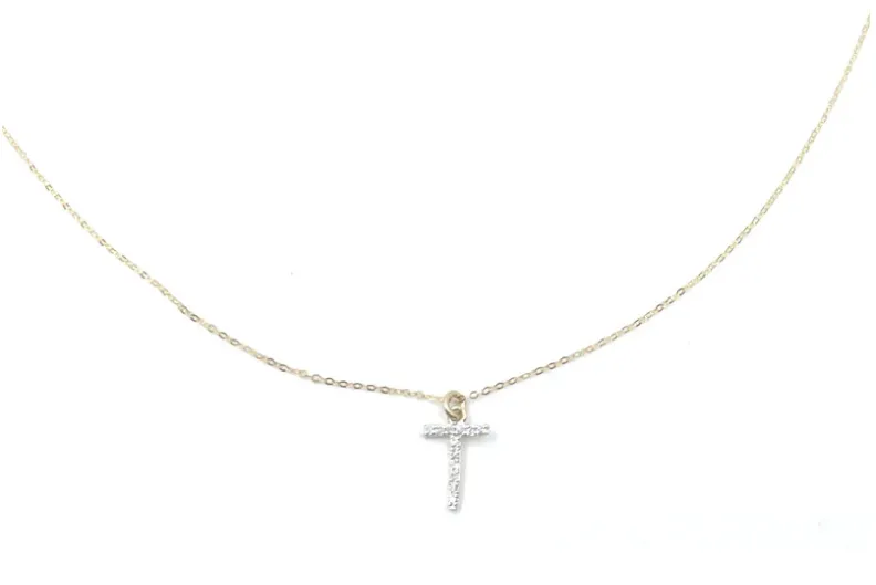 14k Gold and Diamond Initial Necklace