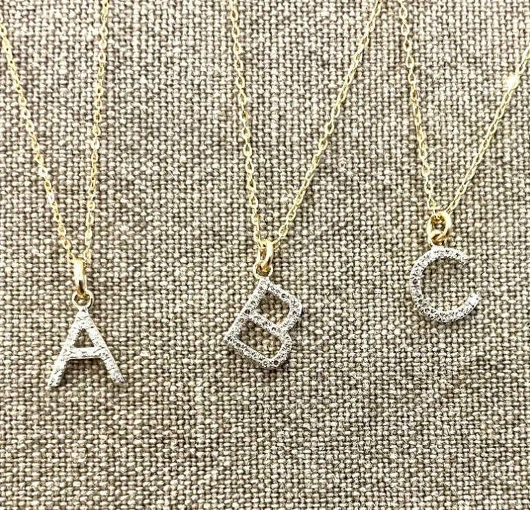 14k Gold and Diamond Initial Necklace