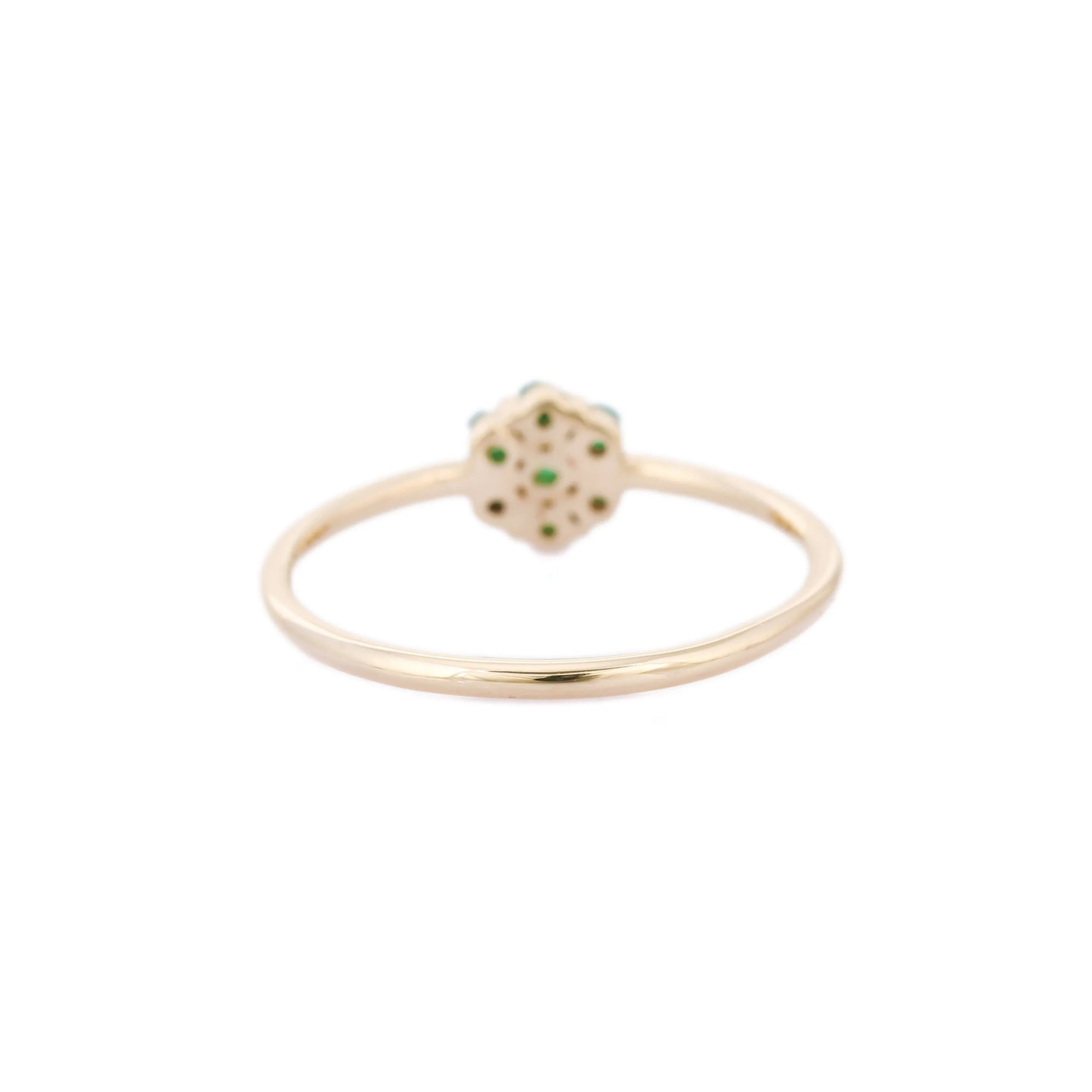 14K Gold Flower Emerald Ring