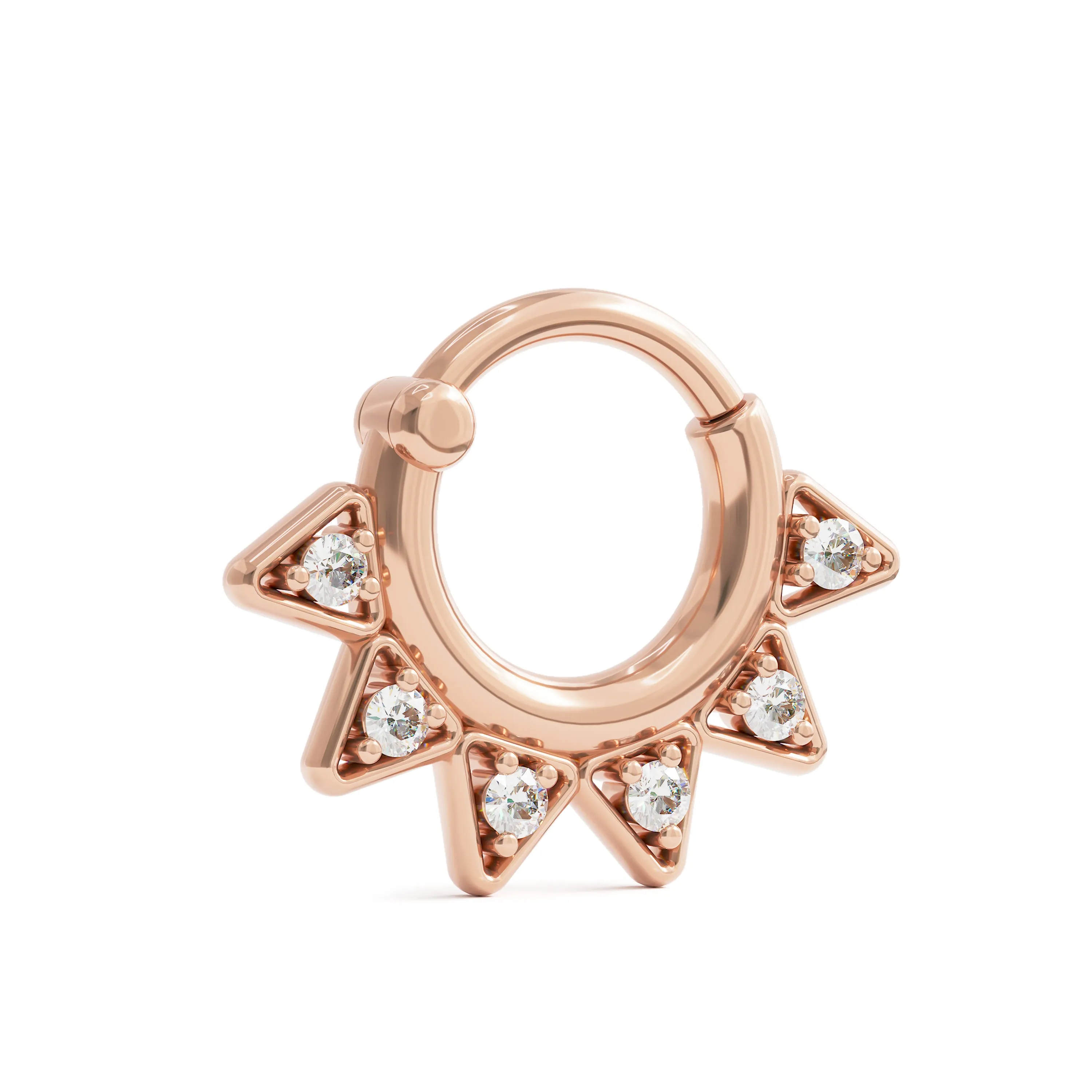 14K Gold Triangle Diamond Septum Ring