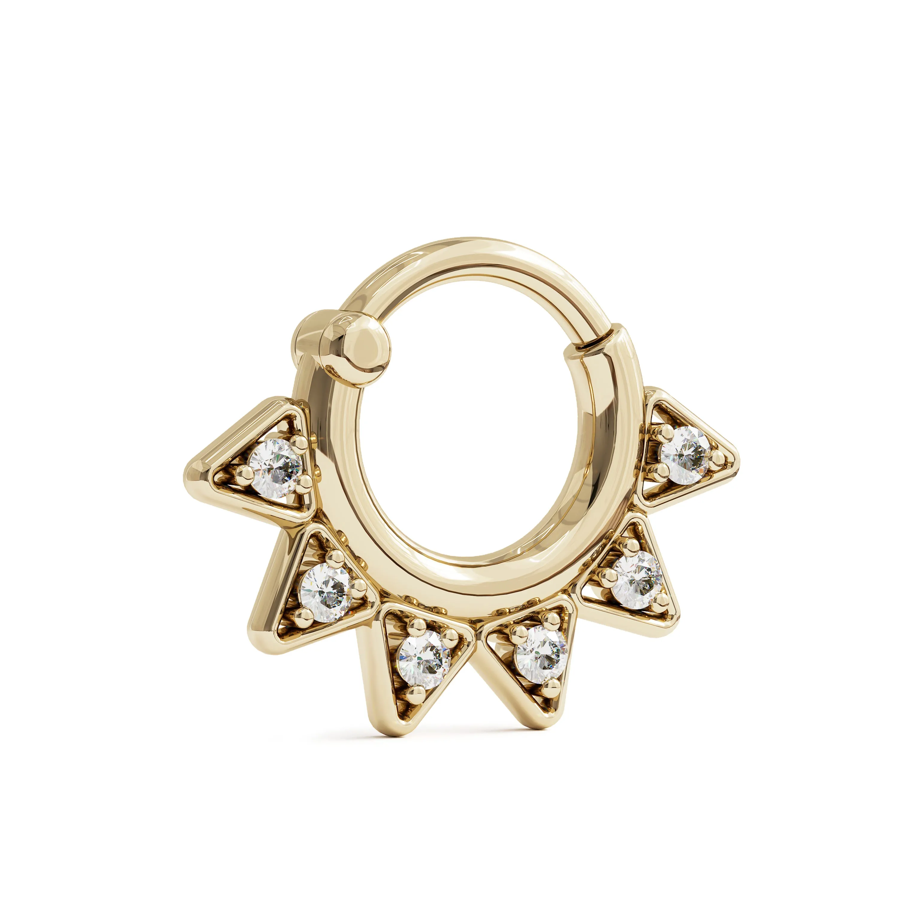 14K Gold Triangle Diamond Septum Ring