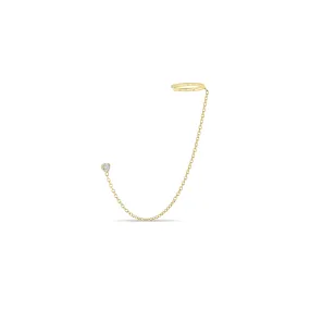 14k Prong Diamond Short Chain Ear Cuff