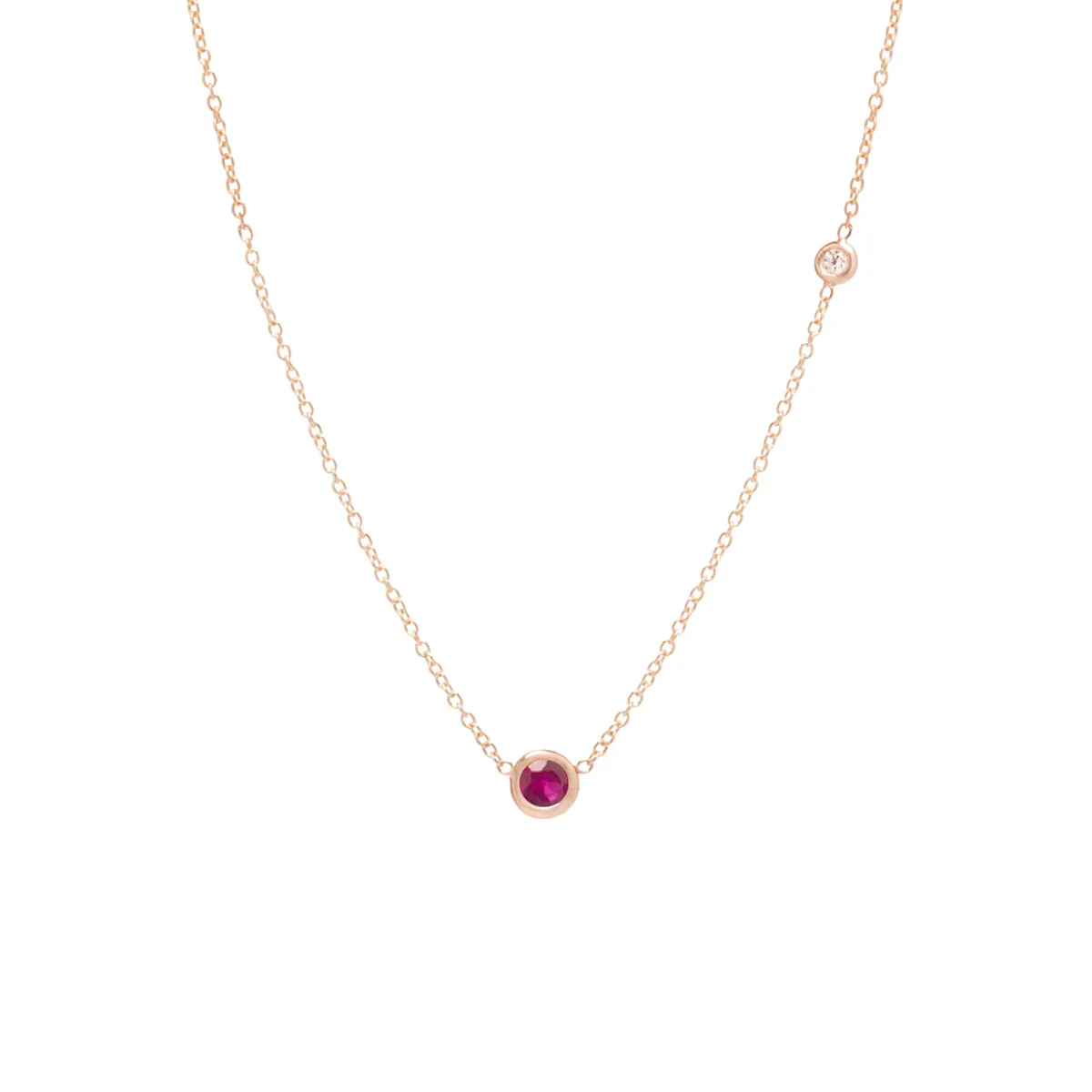 14k Ruby & Floating Diamond Necklace