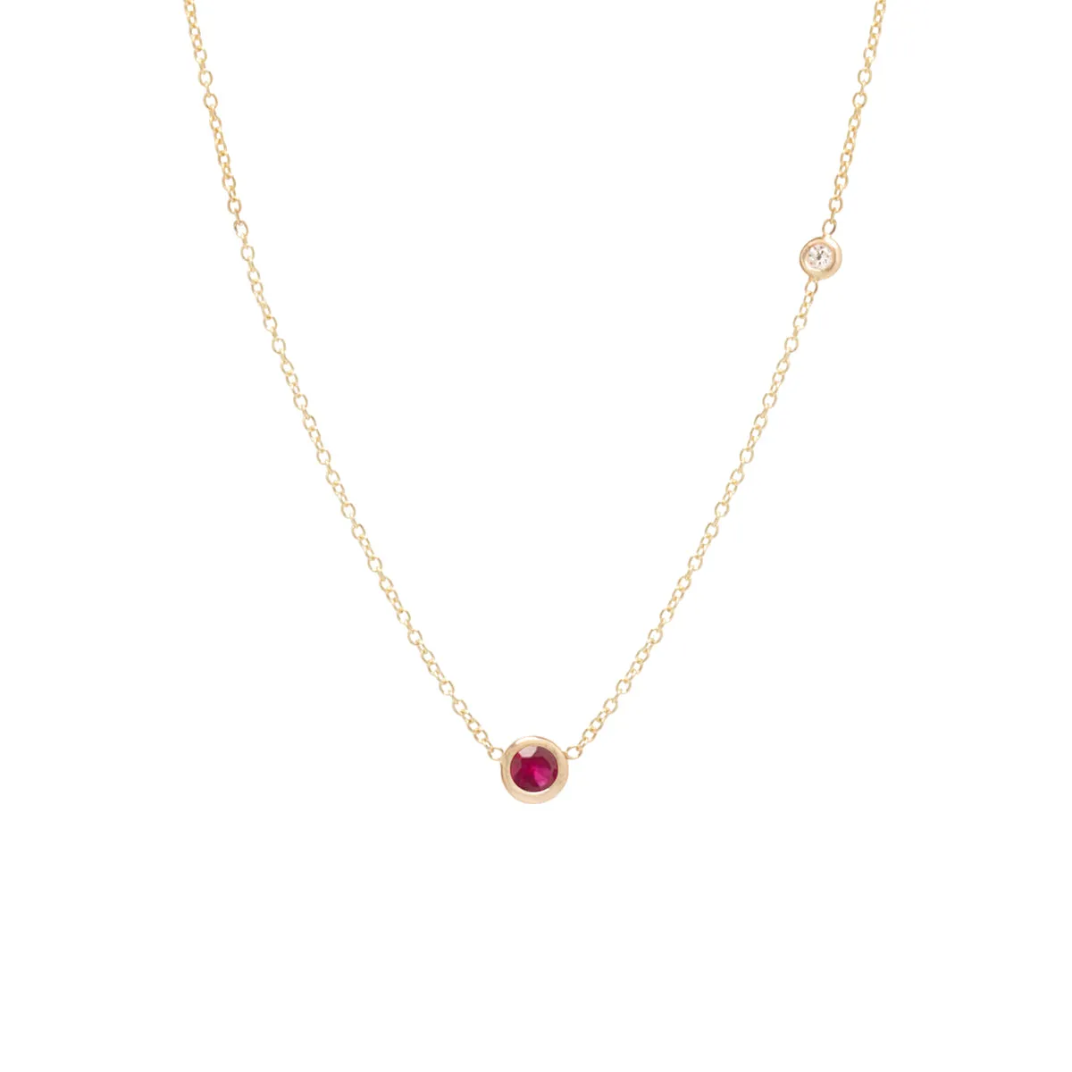 14k Ruby & Floating Diamond Necklace