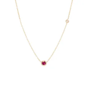 14k Ruby & Floating Diamond Necklace