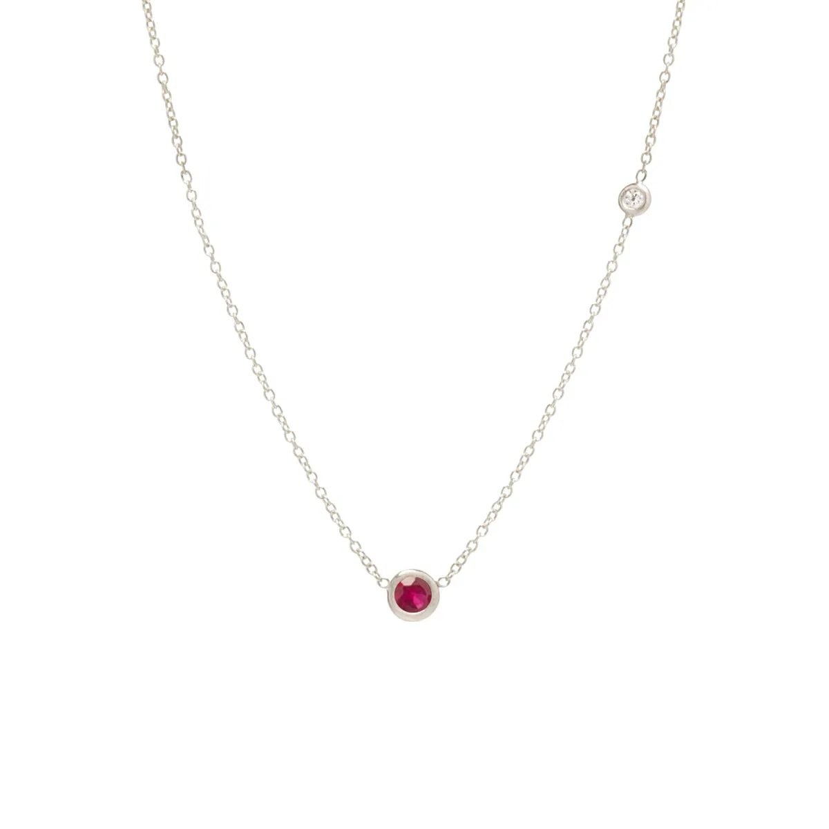 14k Ruby & Floating Diamond Necklace