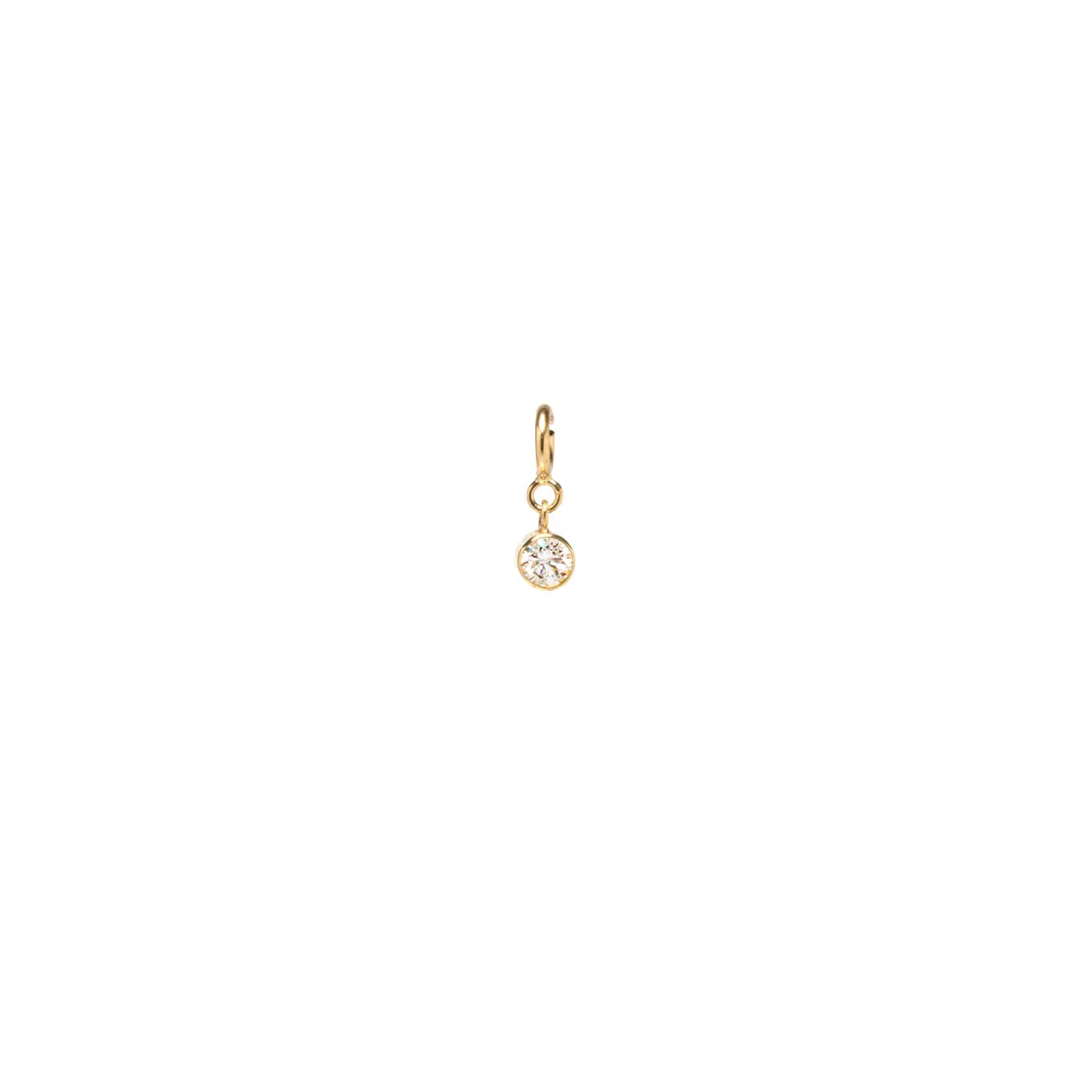 14k Single White Diamond Charm | April Birthstone