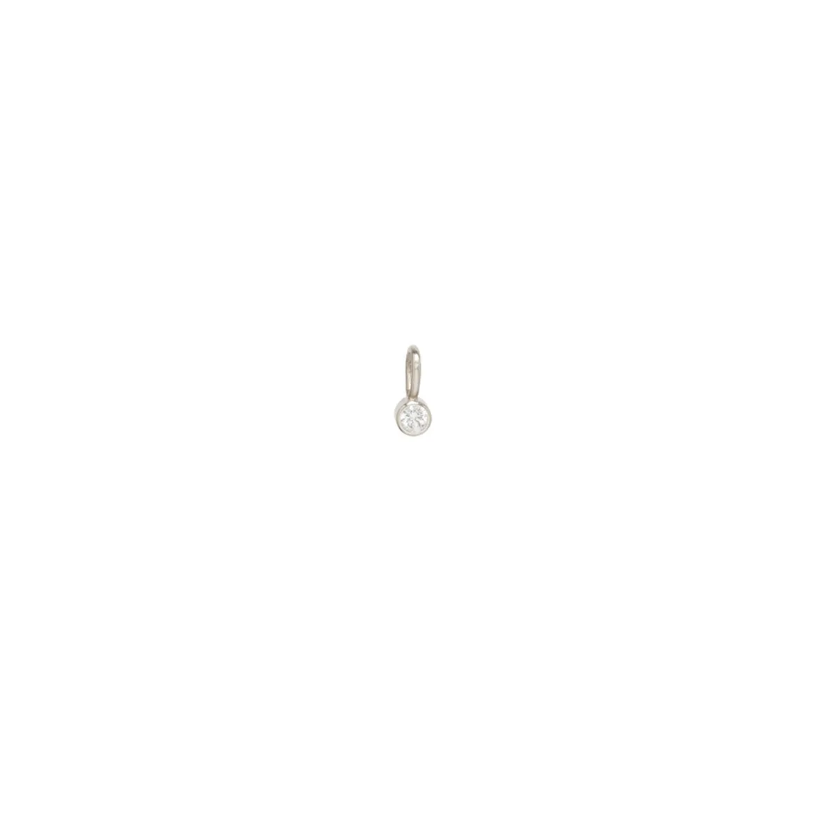 14k Single White Diamond Charm | April Birthstone