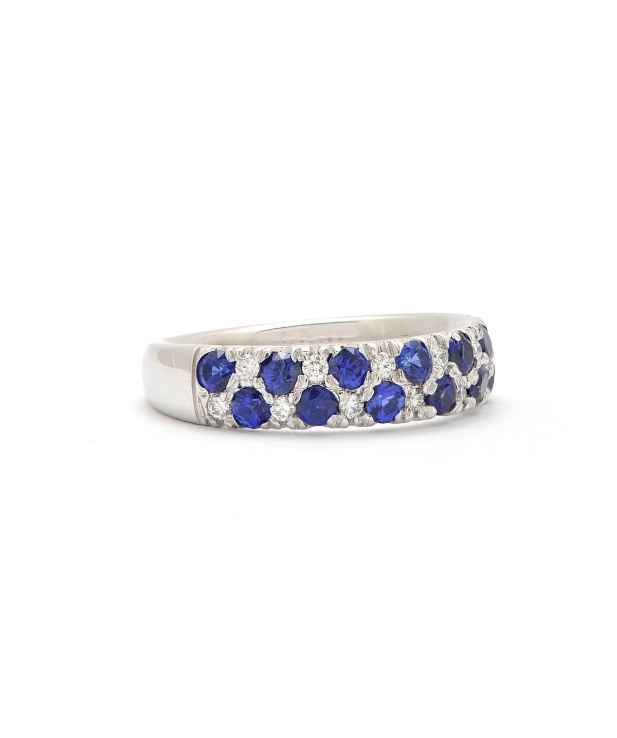 14K White Gold Diamond and Sapphire Ring