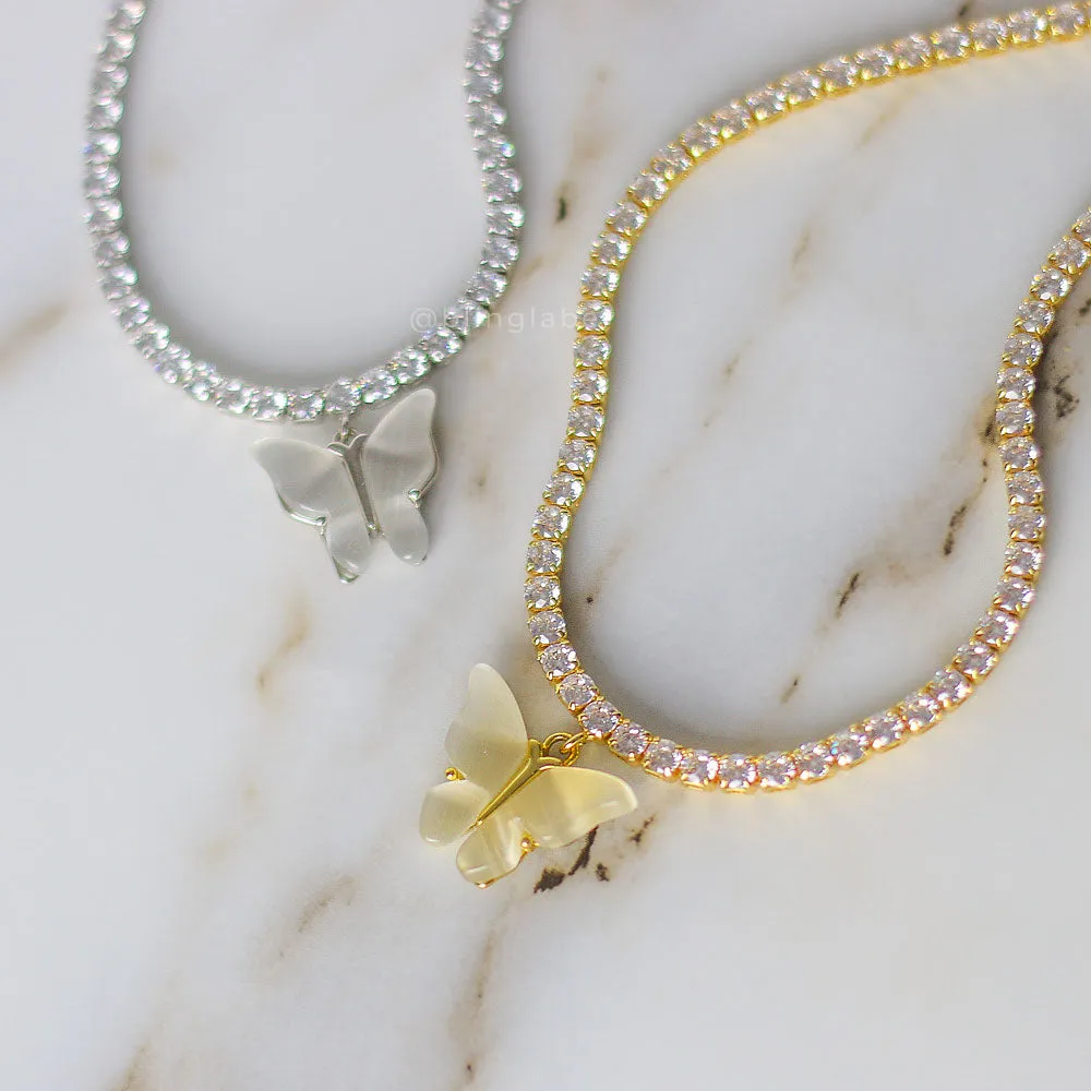 18K Diamond Butterfly Tennis Choker