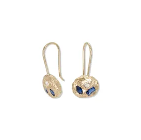 18K Geometric Blue Sapphire and Diamond Earrings