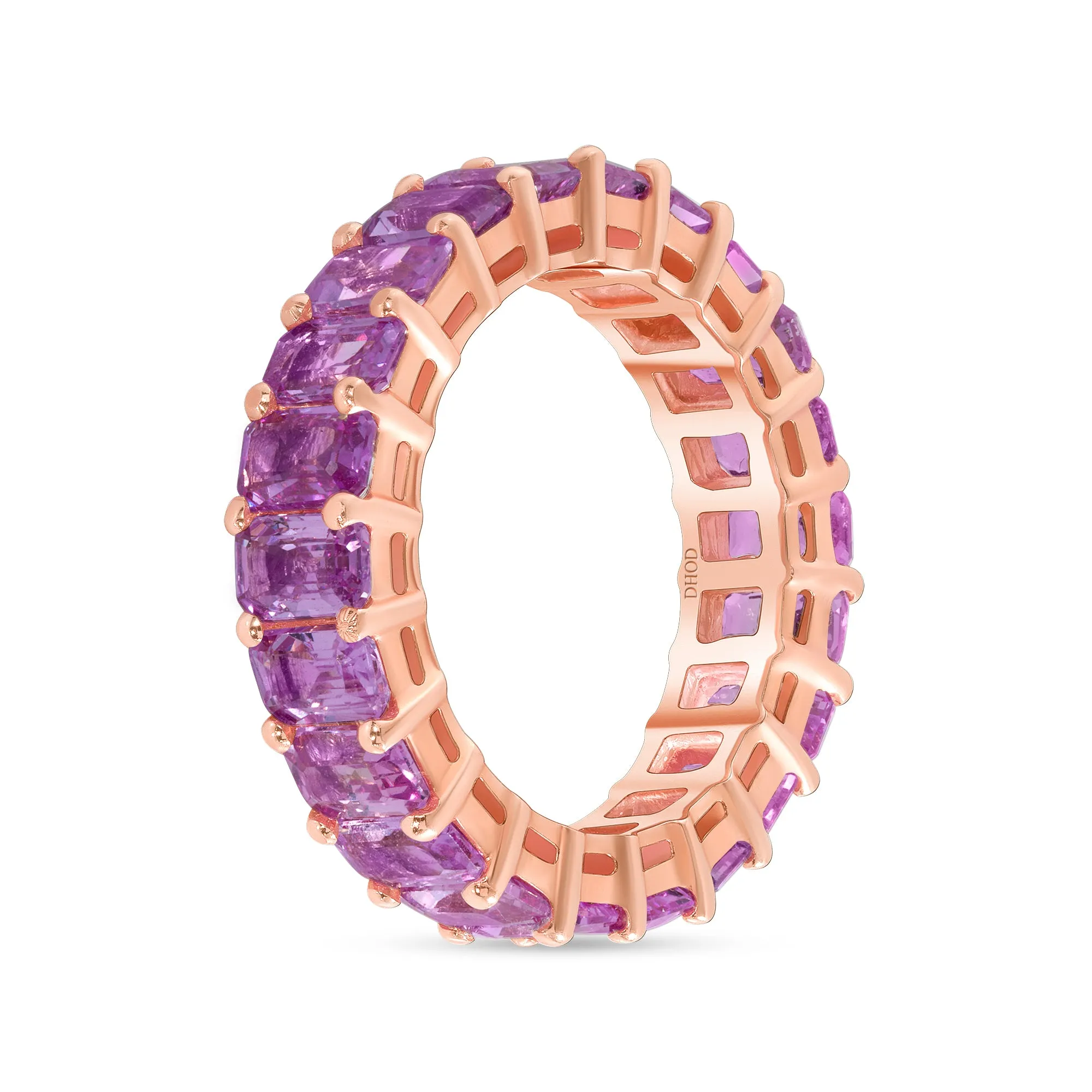 18K Gold Pink Sapphire Radiant Eternity Band