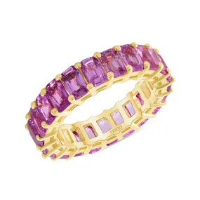 18K Gold Pink Sapphire Radiant Eternity Band