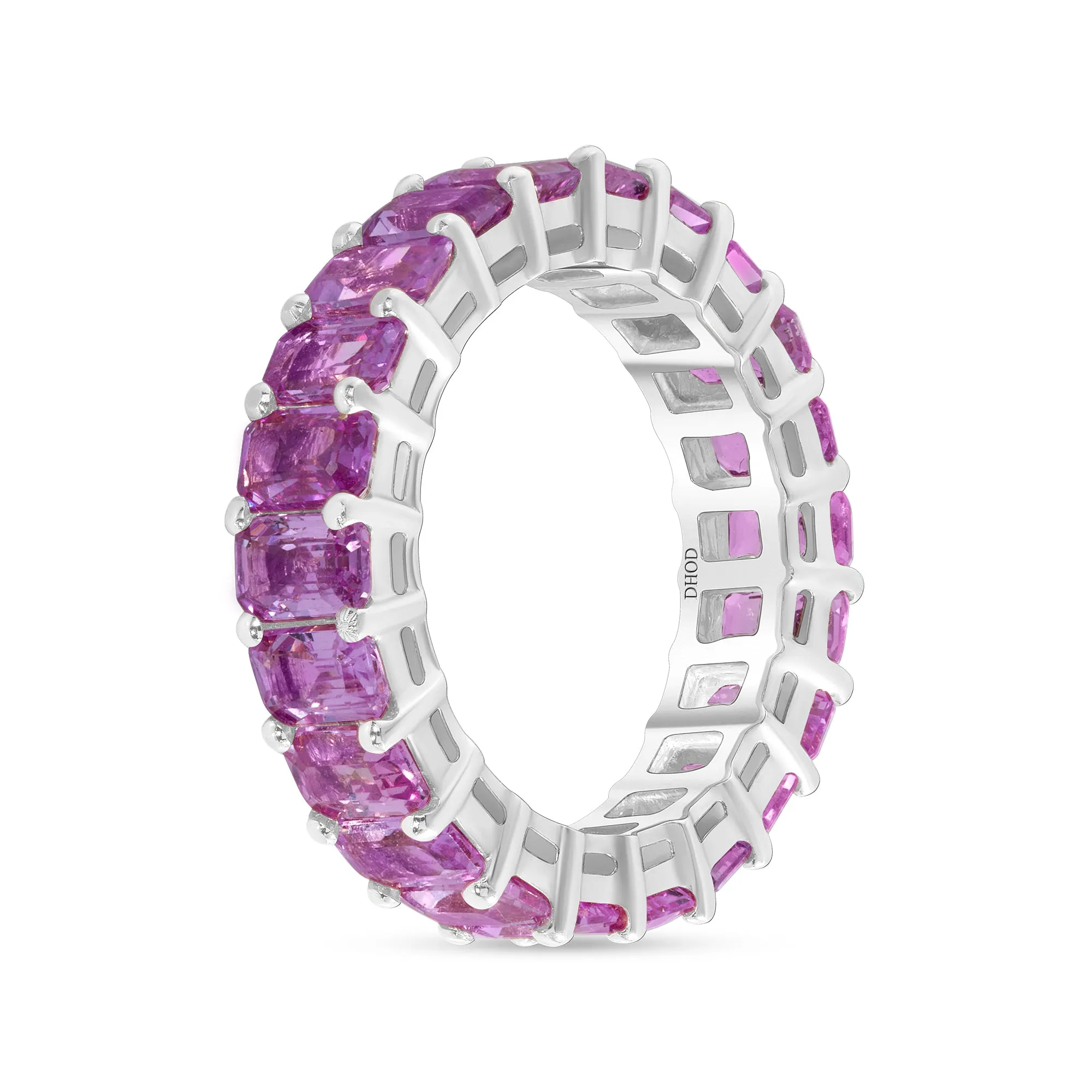 18K Gold Pink Sapphire Radiant Eternity Band