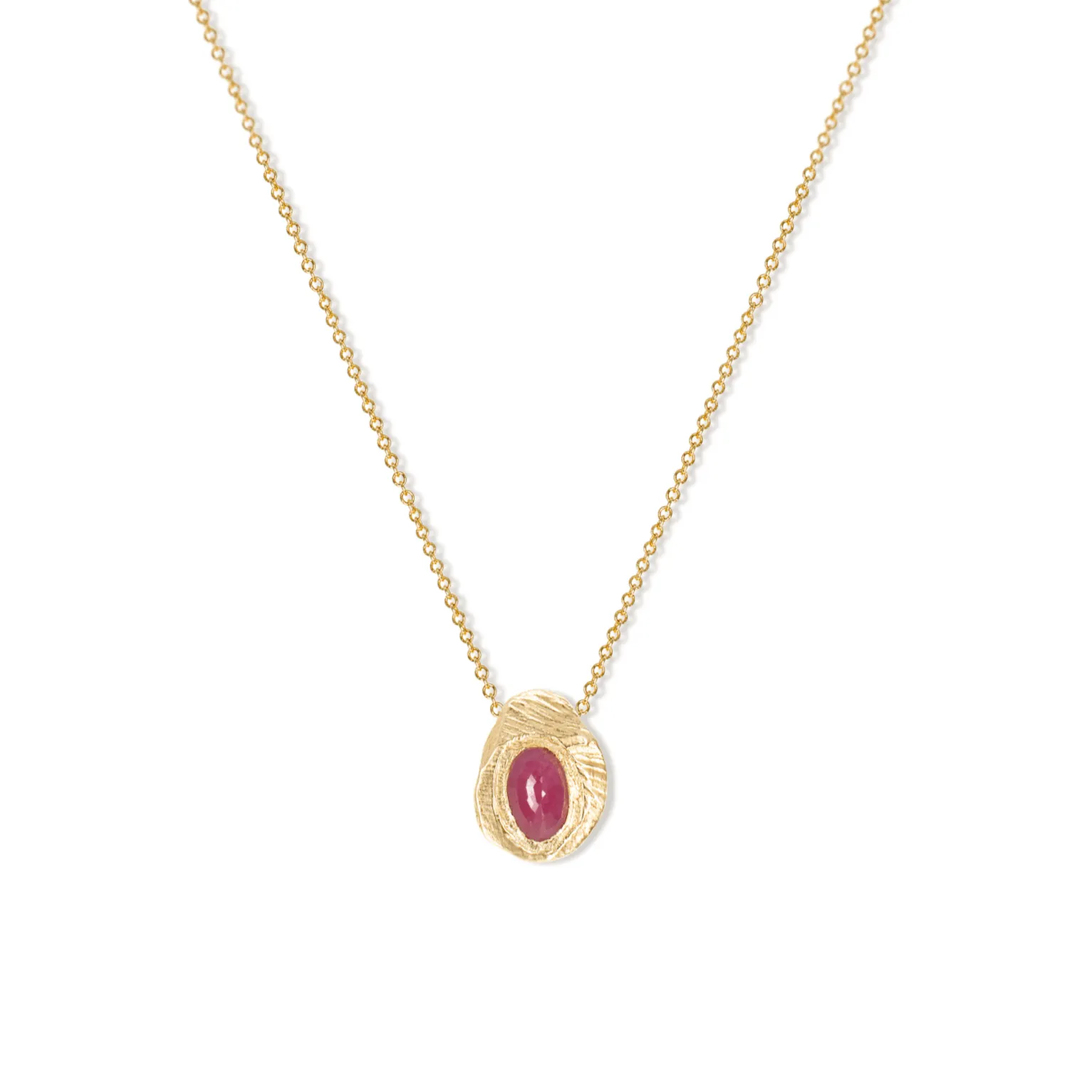 18K Oval Slider Necklace in Ruby