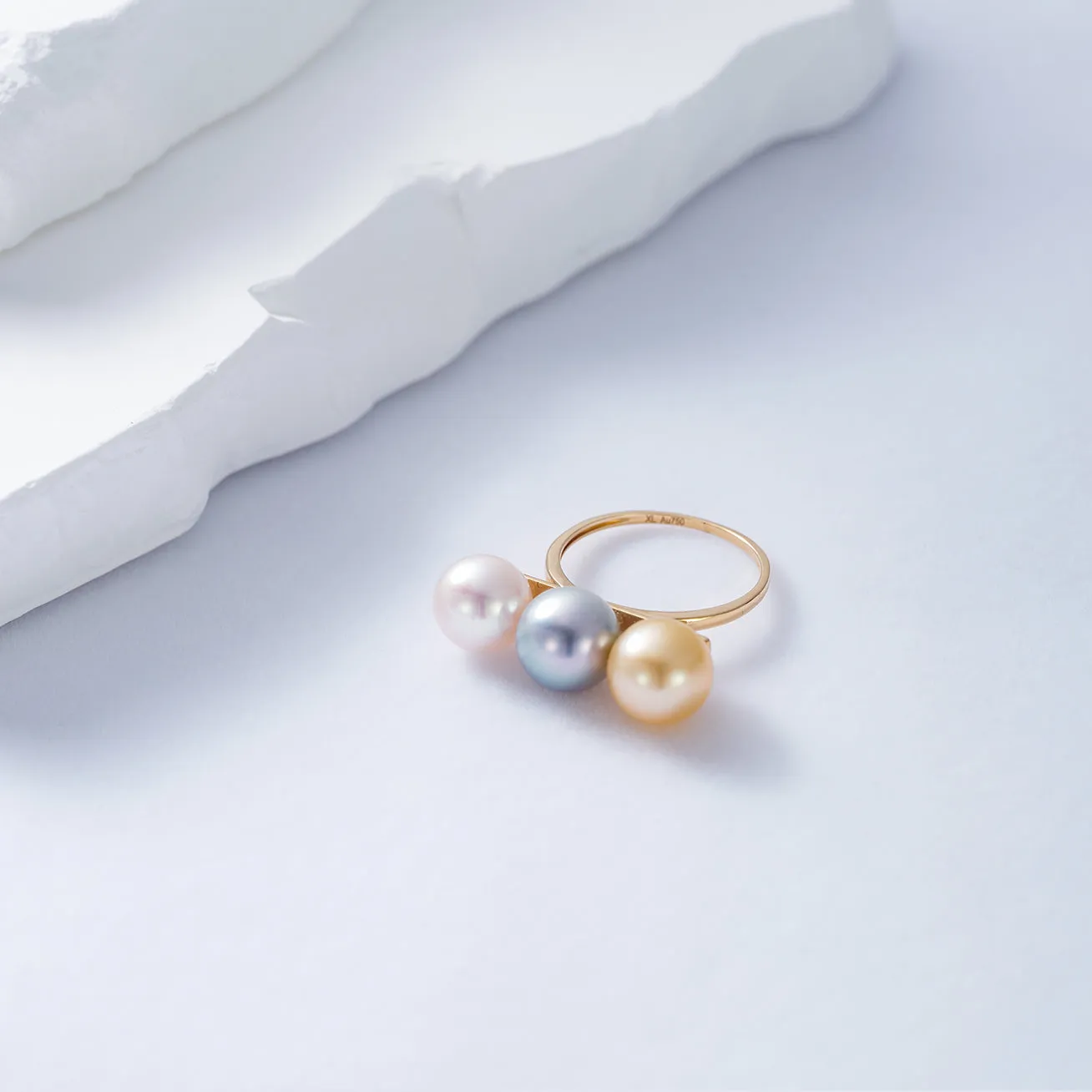 18K Solid Gold South Sea Golden Pearl Ring KR00080