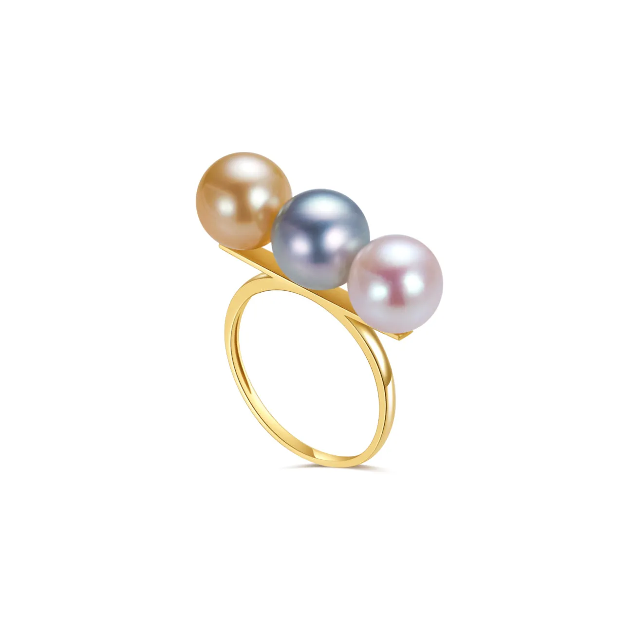 18K Solid Gold South Sea Golden Pearl Ring KR00080