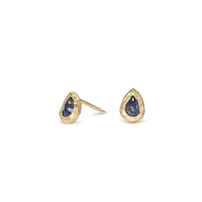 18K Teardrop Studs in Blue Sapphire