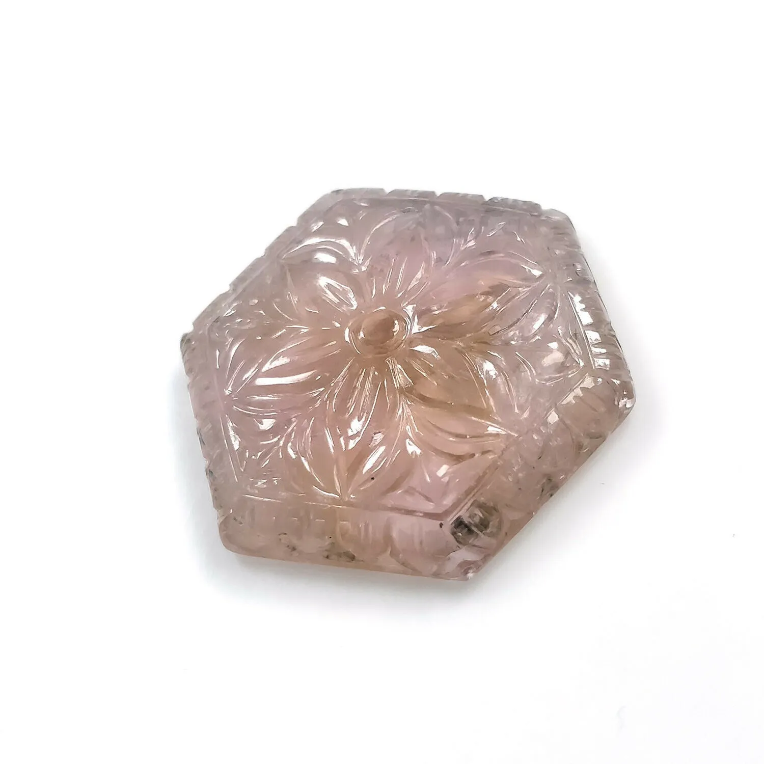 19.50cts Natural Untreated PINK TOURMALINE Gemstone Hand Carved Hexagon Shape 24*21mm*5(h) 1pc For Pendant