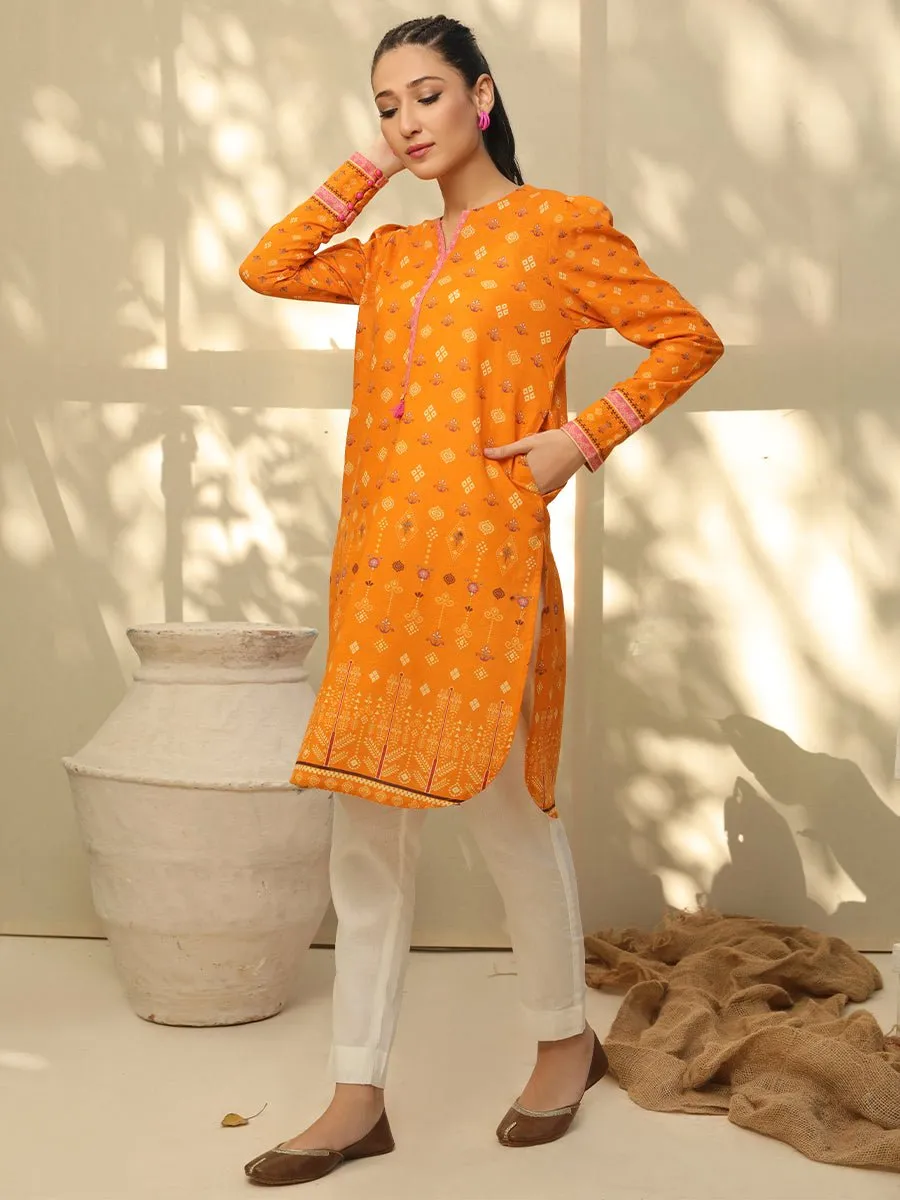 1pc - Stitched Basic Printed Cotton Silk Shirt