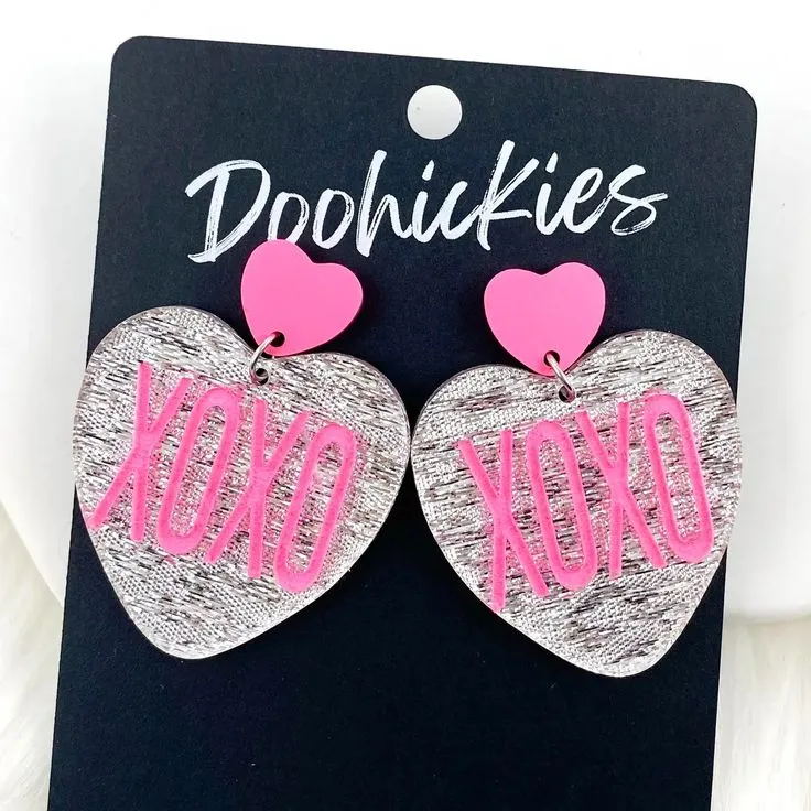 2 XOXO Acrylic Dangle Earrings