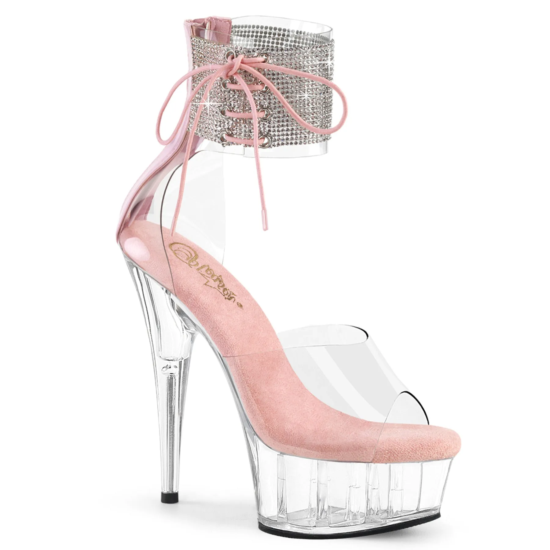 6 Inch Heel DELIGHT-624RS Clear Baby Pink