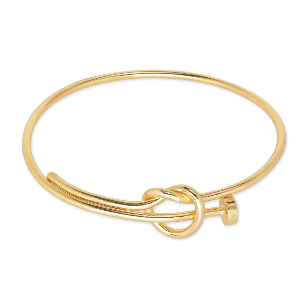 60mm Brass Knot bracelet Custom Engraving tie the knot bracelet Friendship Bracelet thickness 2mm plated gold 1pcs