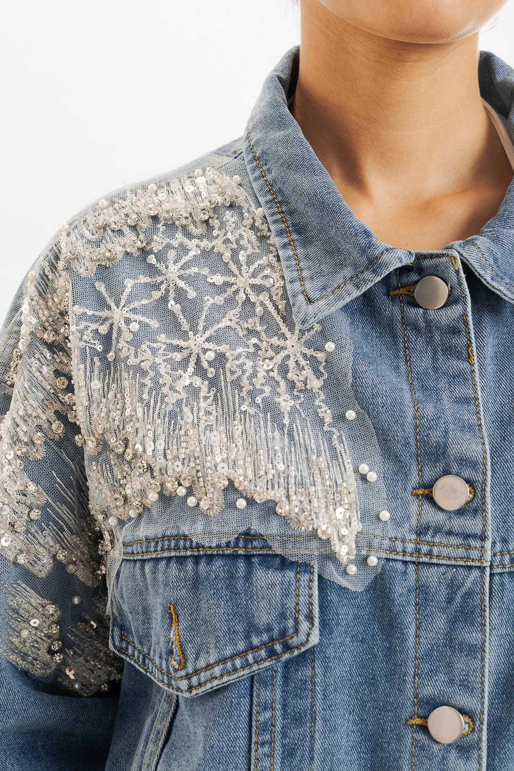 70's Lace Top Denim Jacket