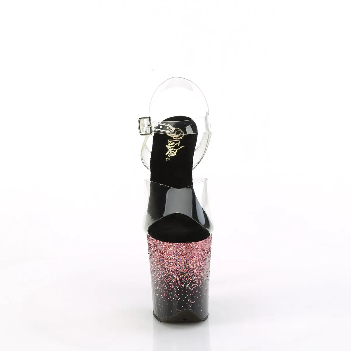 8 Inch Heel FLAMINGO-808SS Clear Pink Glitter