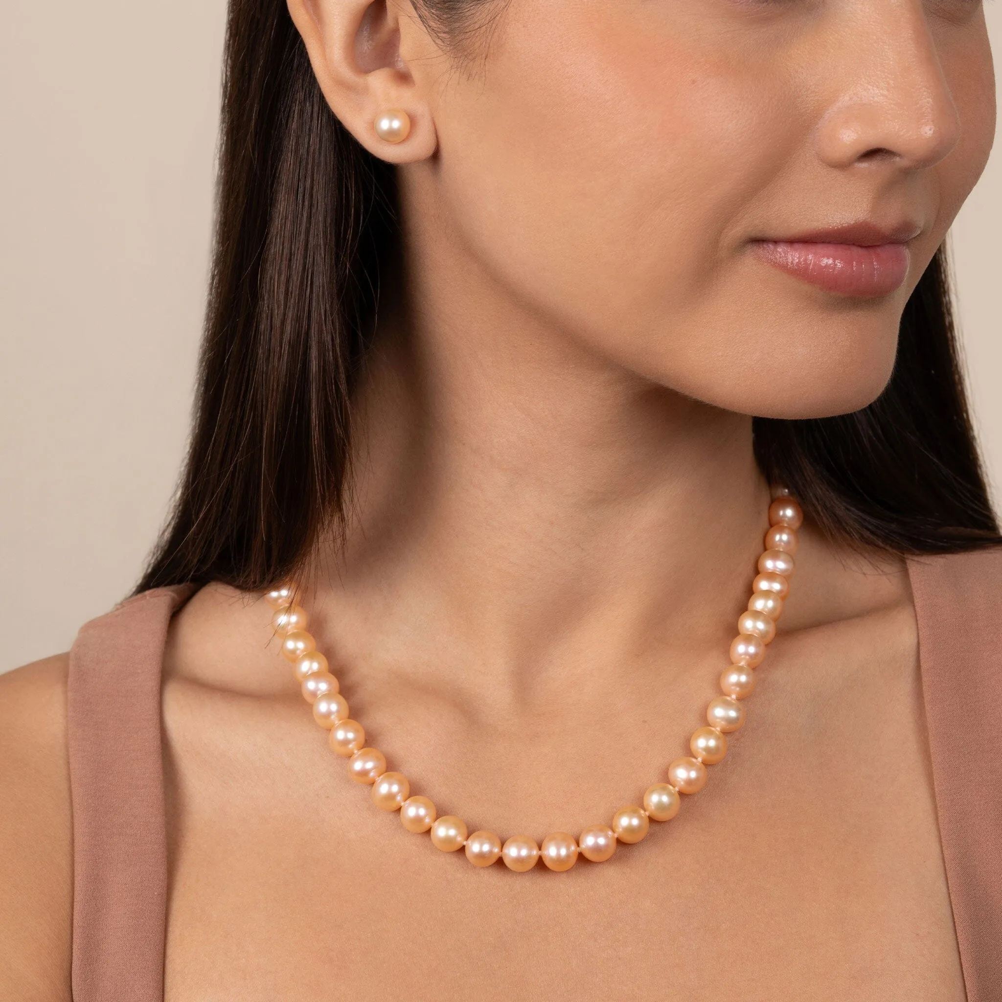 8.5-9.0 mm 18 Inch AA  Pink to Peach Freshwater Pearl Necklace