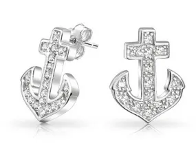 925 Silver Anchor CZ Stud Earring