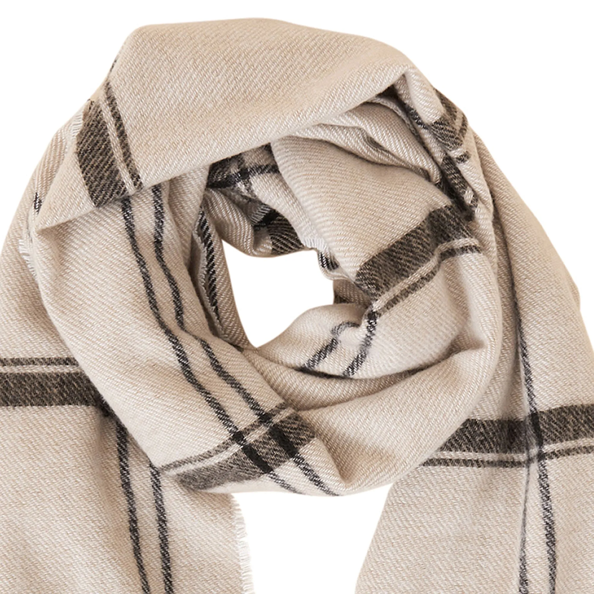 Accessorize London Women's Cream Neutral Check Blanket Scarf