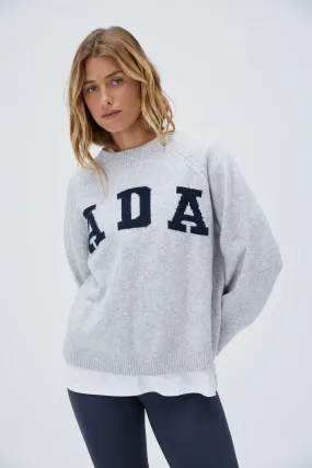 ADA Oversized Knit Sweatshirt - Light Grey Melange