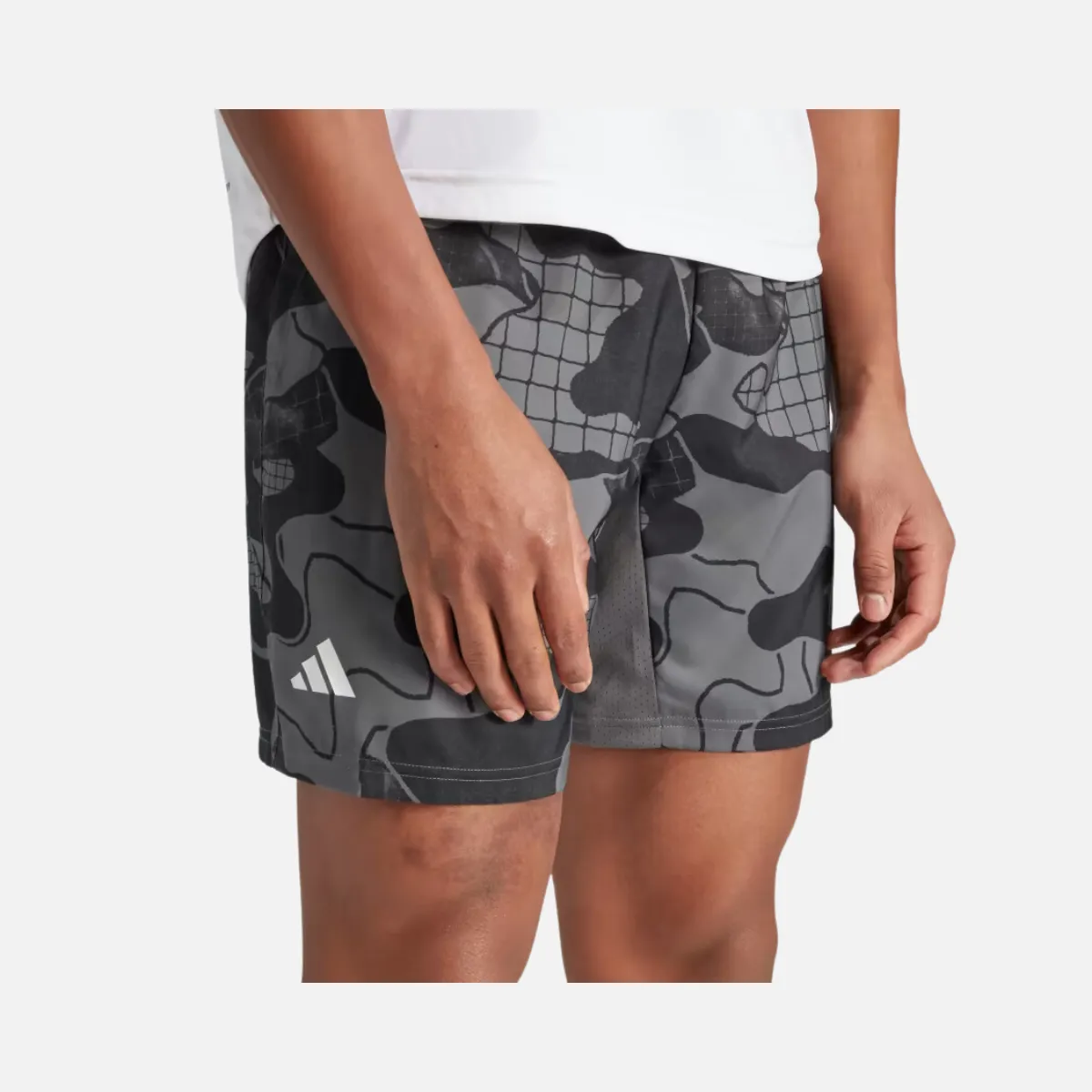 Adidas Club Graphic Men's Tennis Short -Grey Five/Black/Carbon