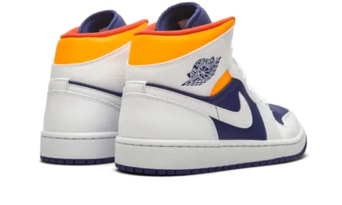 Air Jordan 1 Mid White Laser Orange Deep Royal Blue