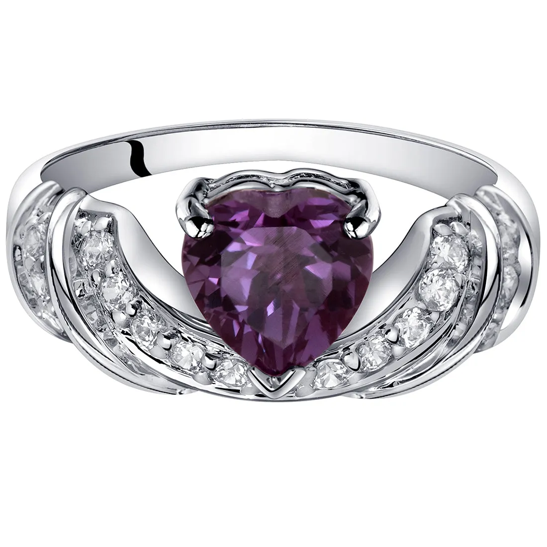 Alexandrite Heart Shape Sterling Silver Ring Size 9