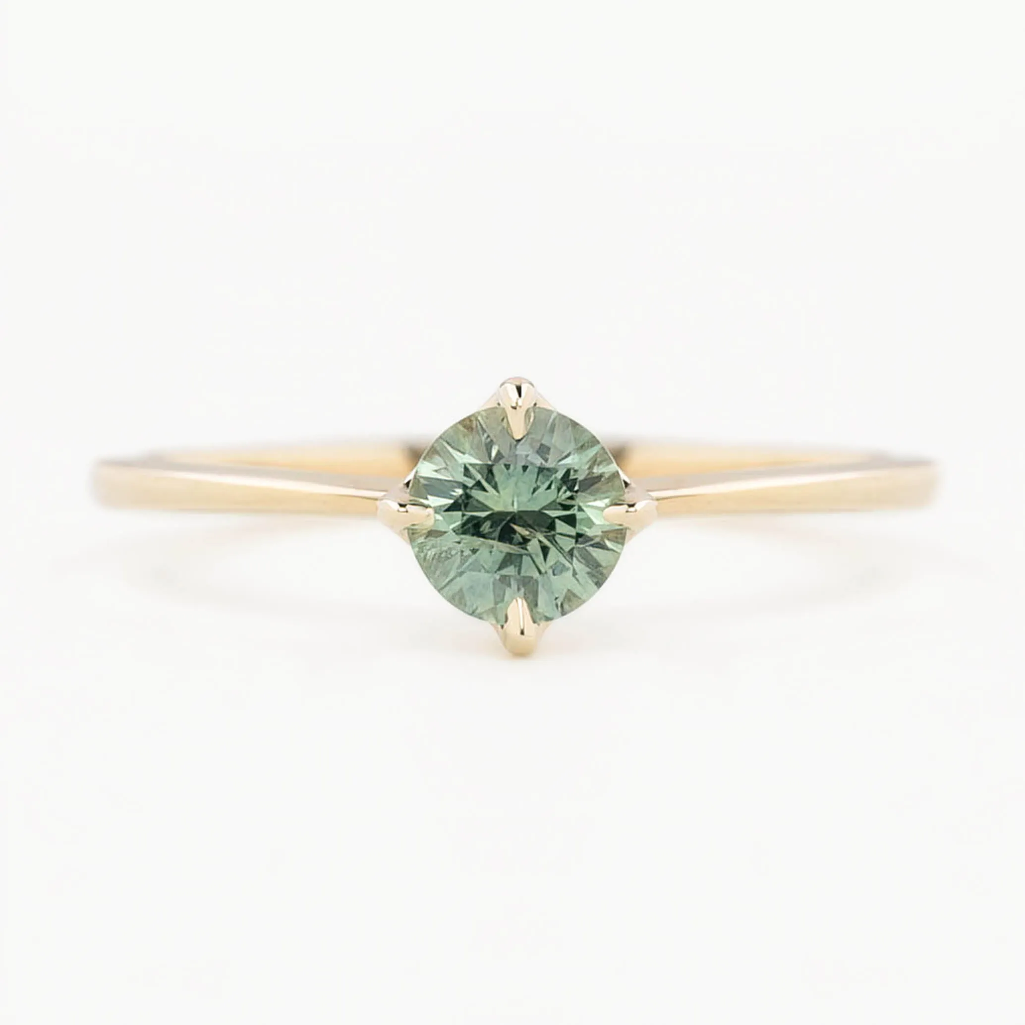 Alice Ring 0.55ct Light Green Montana Sapphire, 14K Yellow Gold (One of a kind)