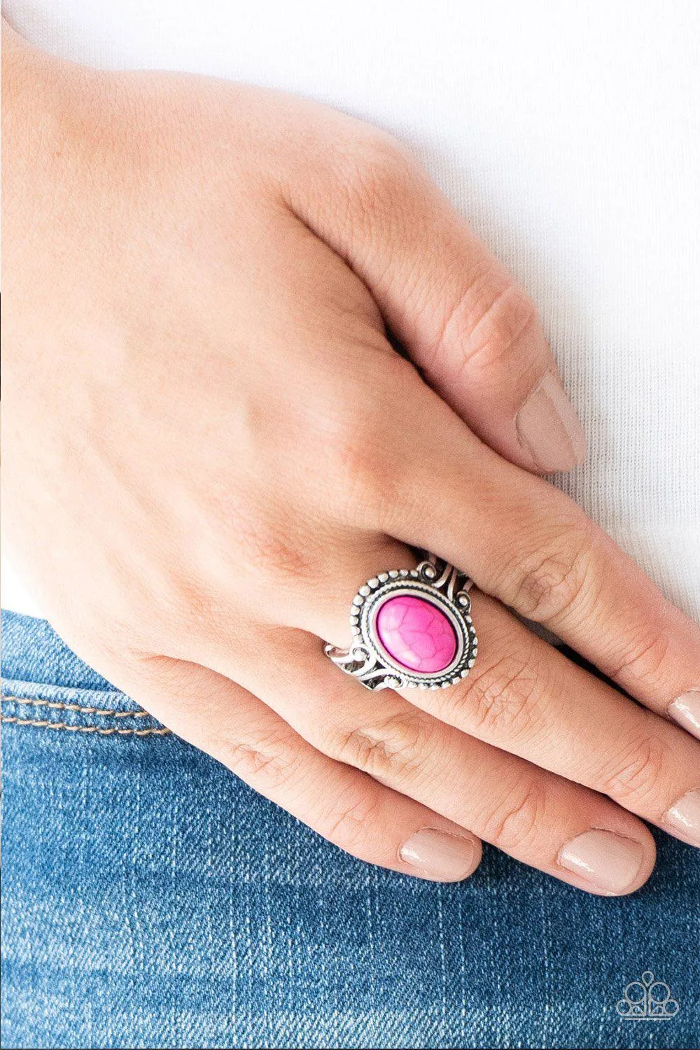 All The World's A STAGECOACH Pink Stone Ring - Paparazzi Accessories