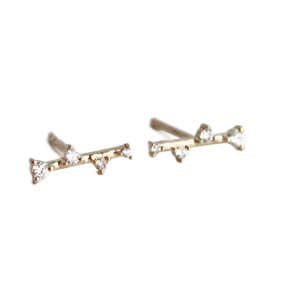 Alternating Diamond Bar Stud Earrings