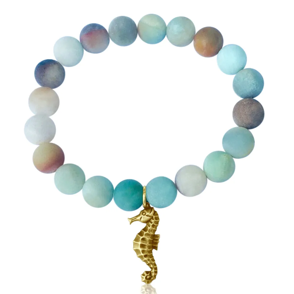 Amazonite Bracelet with a Magical Seahorse