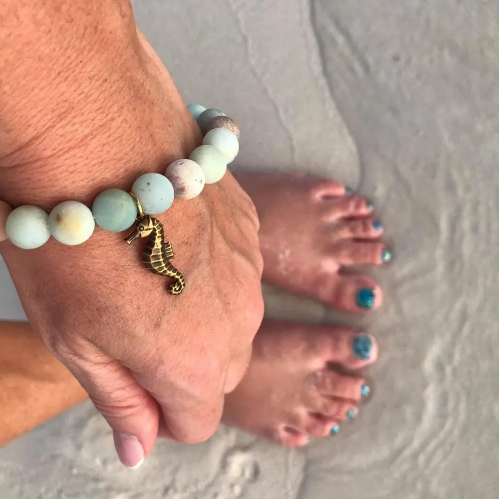 Amazonite Bracelet with a Magical Seahorse