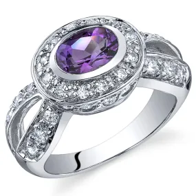 Amethyst Oval Cut Sterling Silver Ring Size 9