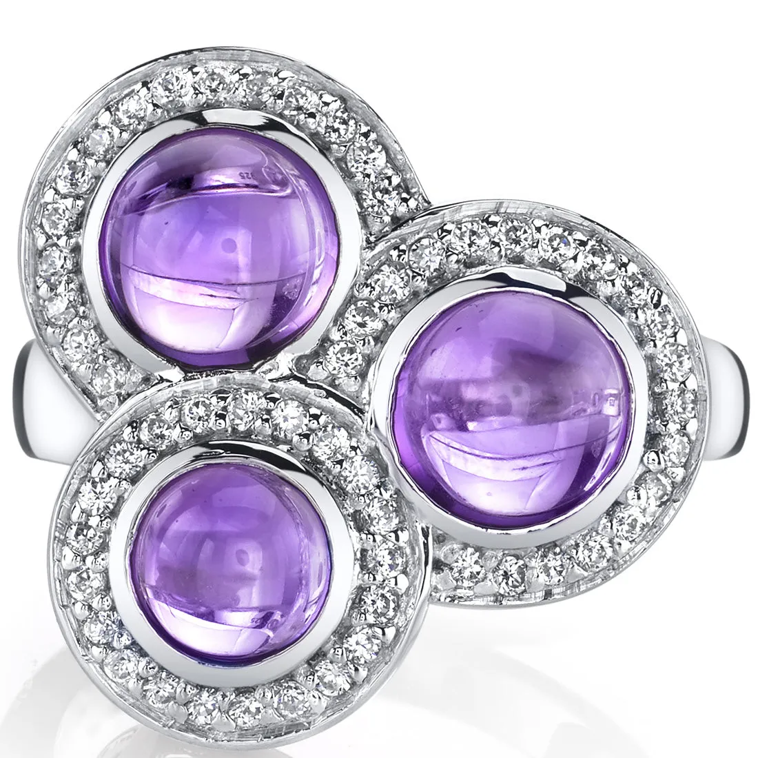 Amethyst Round Cut Sterling Silver Ring Size 5