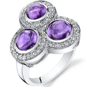 Amethyst Round Cut Sterling Silver Ring Size 5