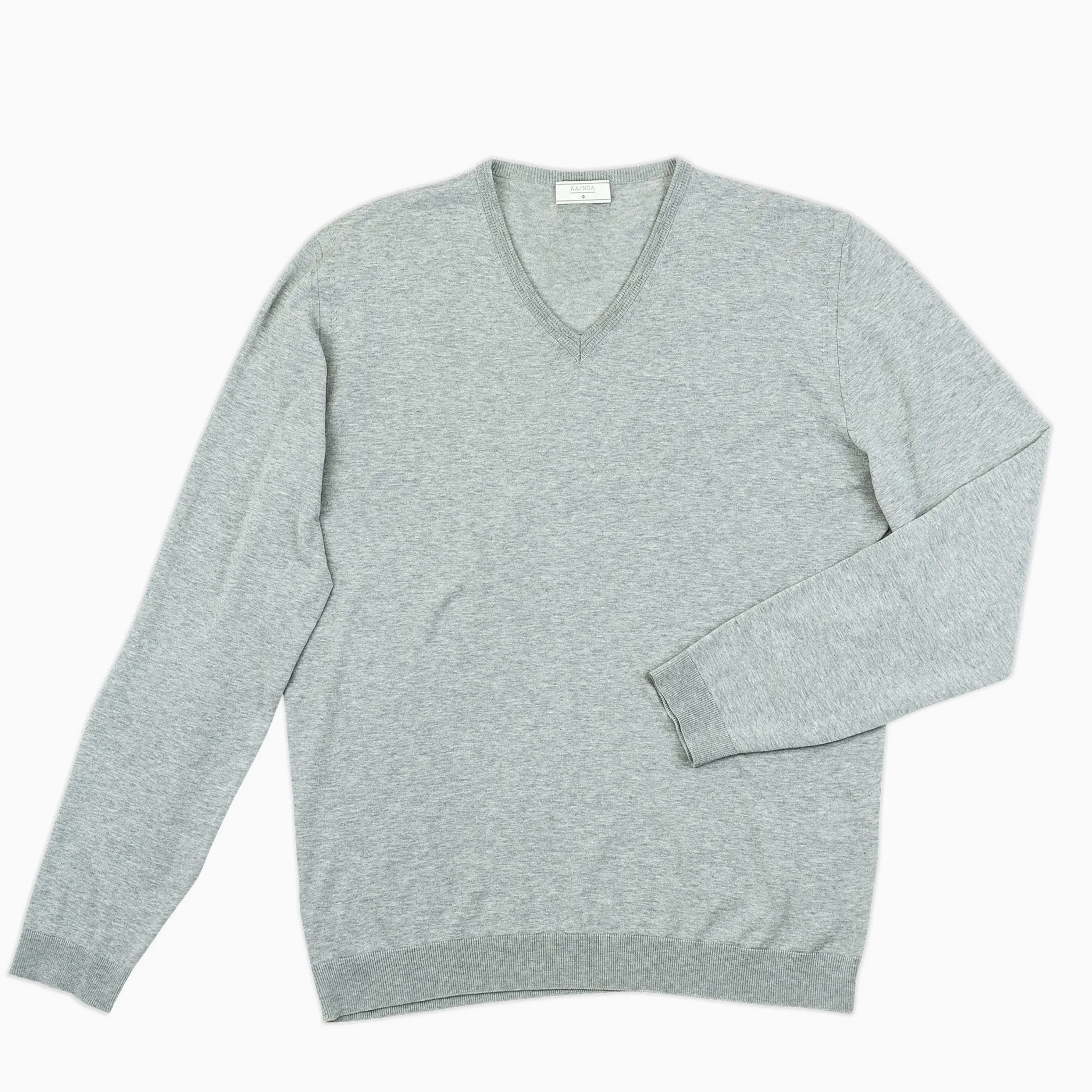 Andre V-neck jumper compact cotton (stone grey melange)