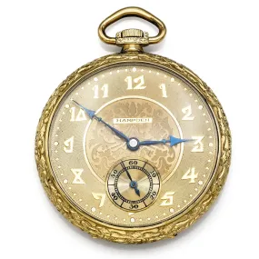 Antique 1917 Hampden Paul Revere 19 Jewels Size 12 Gold Filled Pocket Watch