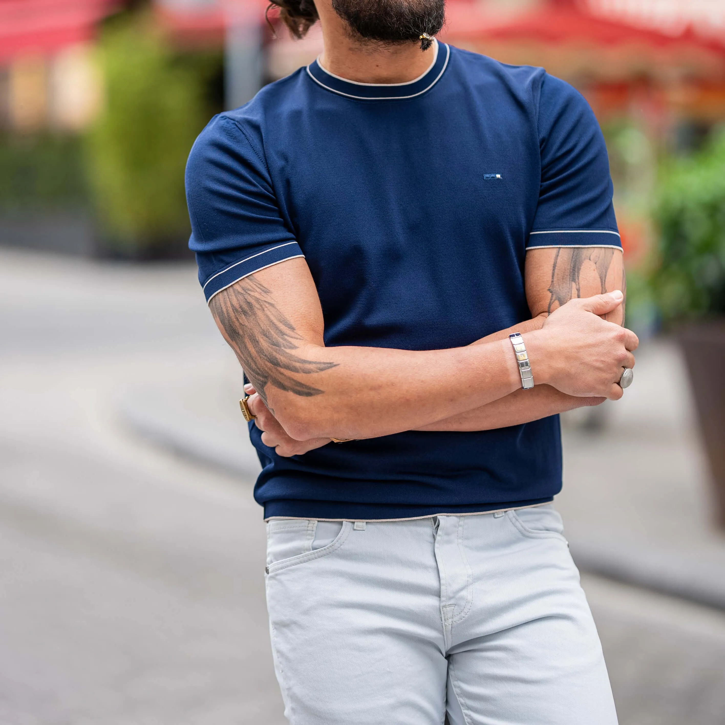 Antonios White-Blue T-Shirts 005