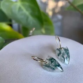 Arrow moss agate earrings